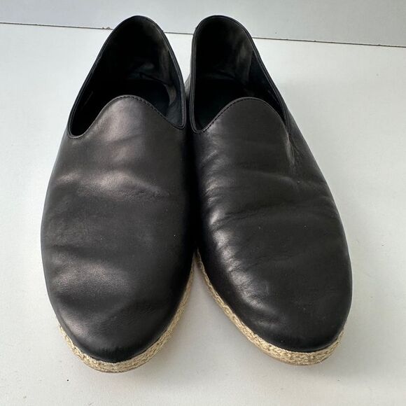 Vince Malia 2 Leather Slip On Loafer Espadrille Black Size 10 - Picture 3 of 8